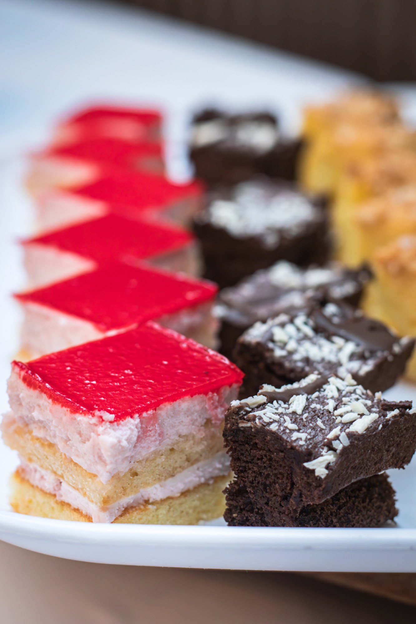 Platter of assorted dessert squares and brownies