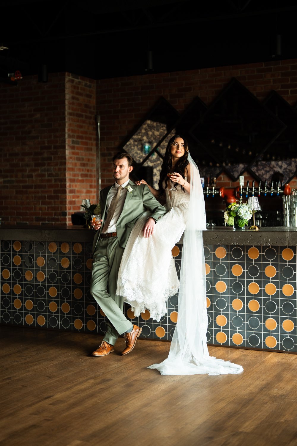 Couple at the patterned tile bar